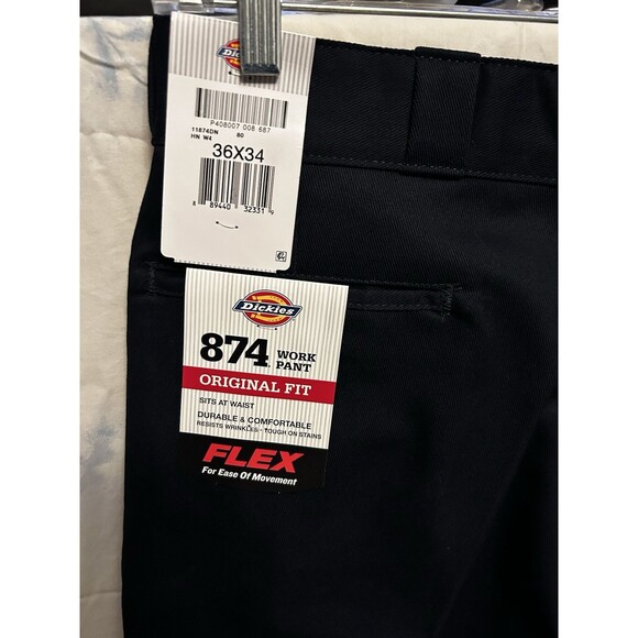 NWT Dickies 36x34 Men's 874 Navy Original Fit Work Pants Straight Leg NWT - Picture 5 of 8